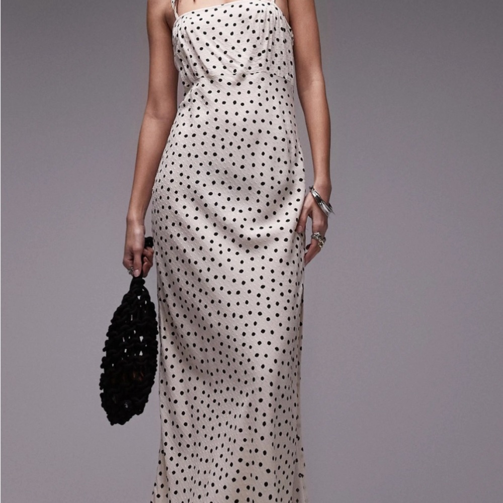 Topshop Black and White Polka Dot Maxi Slip Dress
